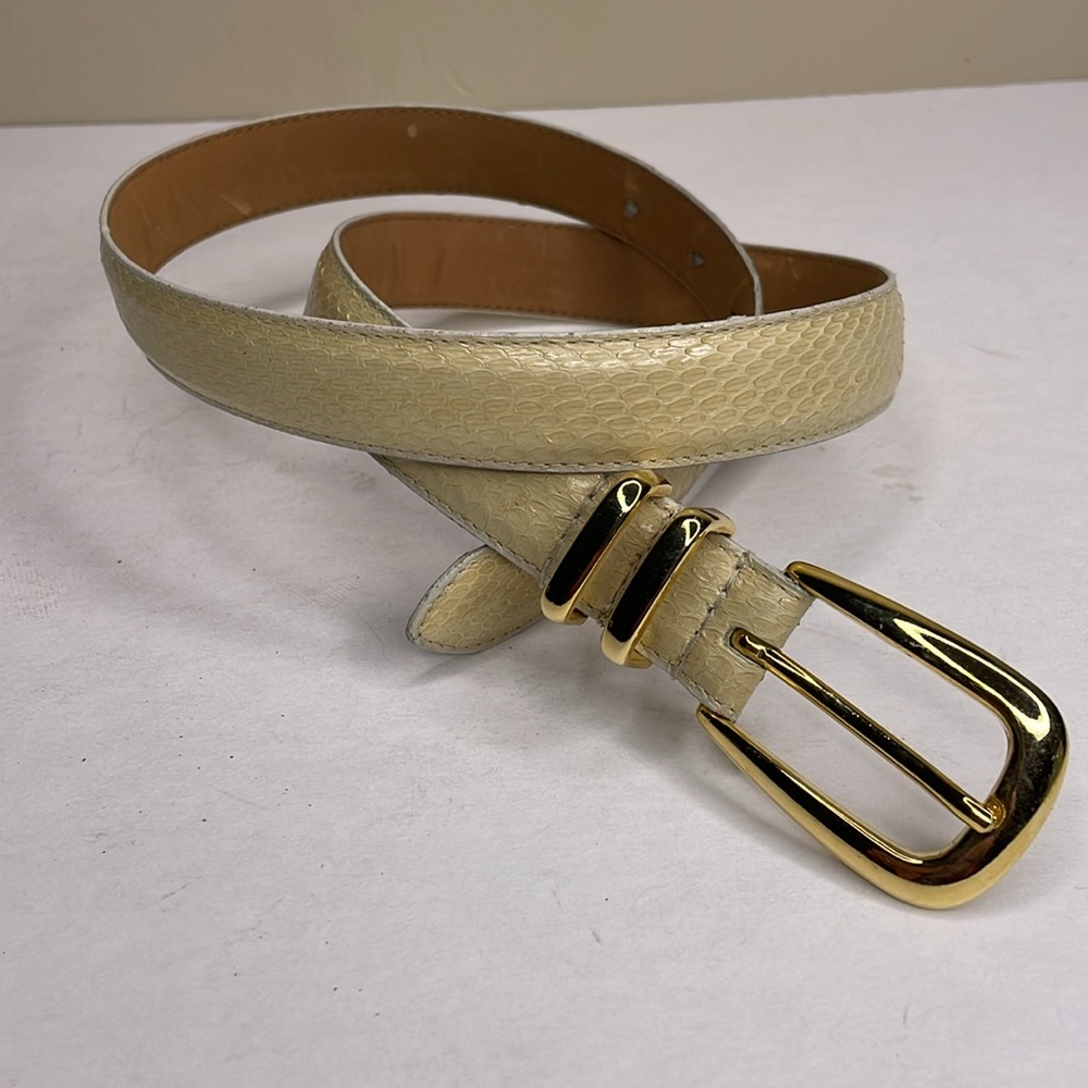 SNAKE SKIN Belt Yellow Cream Gold Hardware Women’s Medium/Large